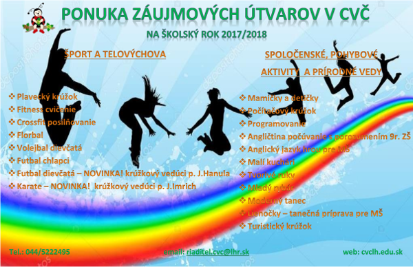 PONUKA ZÁUJMOVÝCH ÚTVAROV V CVČ NA ŠKOLSKÝ ROK 2017/2018